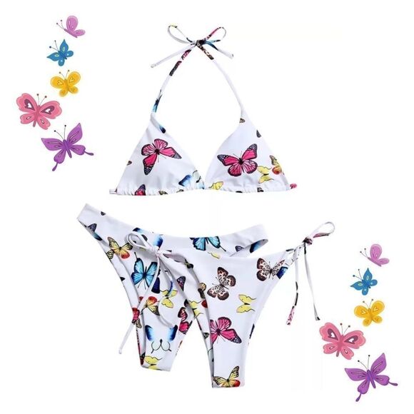 NEW! “Butterfly Bliss” 3 Piece Triangle Bikini Set - Picture 2 of 9